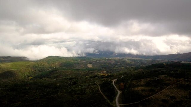 Beautiful landscape of fields in a cloudy day. Soutelhino da Raia. Portugal