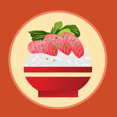 bowl of tuna sashimi with rice