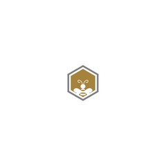 Honeycomb logo, leaf honey logo icon design concept
