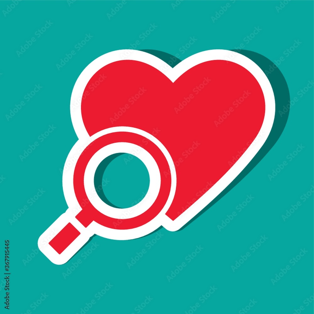 Poster heart with magnifying glass