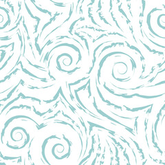 Fototapeta premium Vector seamless pattern in turquoise color isolated on white background. texture of fabric or wrapping paper. Waves and water light texture in pastel colors
