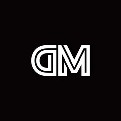 DM monogram logo with abstract line