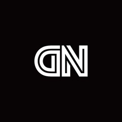DN monogram logo with abstract line