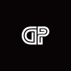DP monogram logo with abstract line