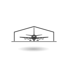 Airplane hangar icon with shadow - obrazy, fototapety, plakaty