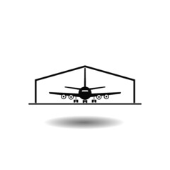 Airplane hangar icon with shadow