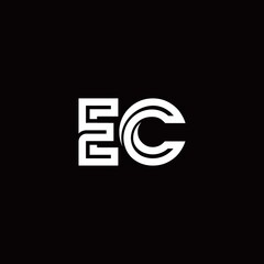 EC monogram logo with abstract line