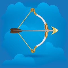 bow and arrow on cloud background