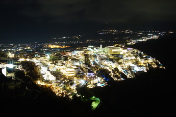 beautiful night landscape in santorini island, Greece, Europe