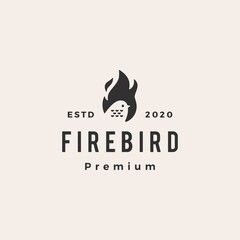 fire flame bird hipster vintage logo vector icon illustration