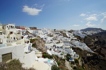 Fototapeta na wymiar The landscape with beautiful buildings, houses in santorini island, Oia, Greece, Europe 