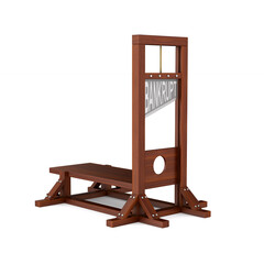 guillotine with text bankrupt on white background. Isolated 3d illustration