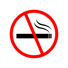 No smoking sign icon. on white background, vector icon Illustration. No sign, red warning isolated. No smoking icon. flat illustration of No smoking vector icon for web