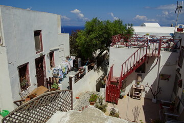 The landscape with beautiful buildings houses in santorini island in Oia, Greece, Europe