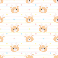 Obraz premium Cute deer and star seamless pattern background