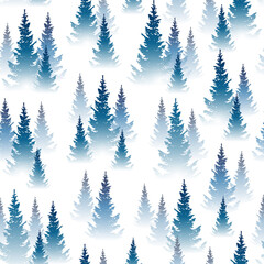Seamless pattern with fog coniferous forest - wild landscape background for Your design
