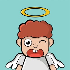 boy with wings winking