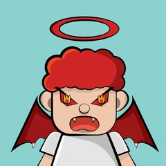 angry boy with bat wings