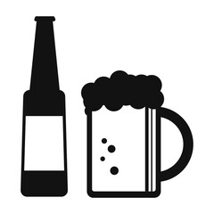 beer bottle and mug