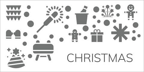 Modern Simple Set of christmas Vector filled Icons