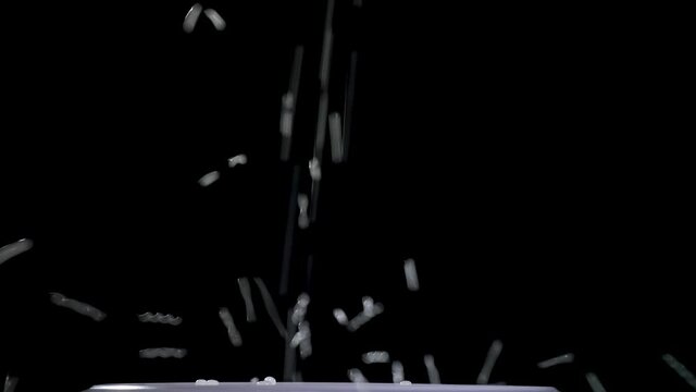 Raw plastic material white polymer granules closeup for molding