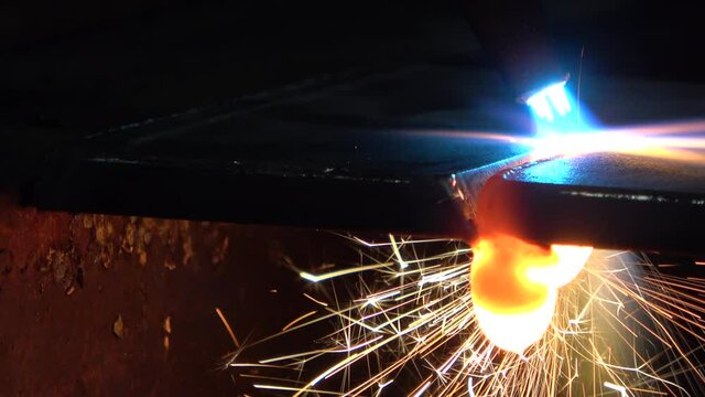 Closeup of Track Burner melting metal