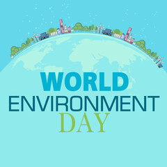 Ecology concept with green city. World environment concept.