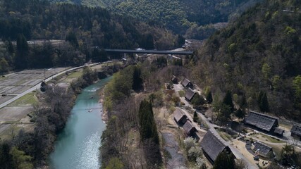 View of Shirakawa-go. UNESCO village in the Japanese Alps.