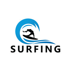 Surfing Sport Logo Template Design