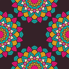 decorative floral colorful mandala ethnicity frame