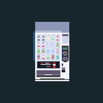 Pixel art touch screen vending machine.