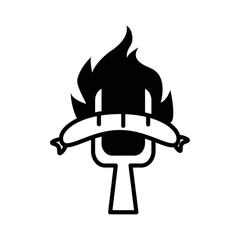 sausage on a fork on fire silhouette