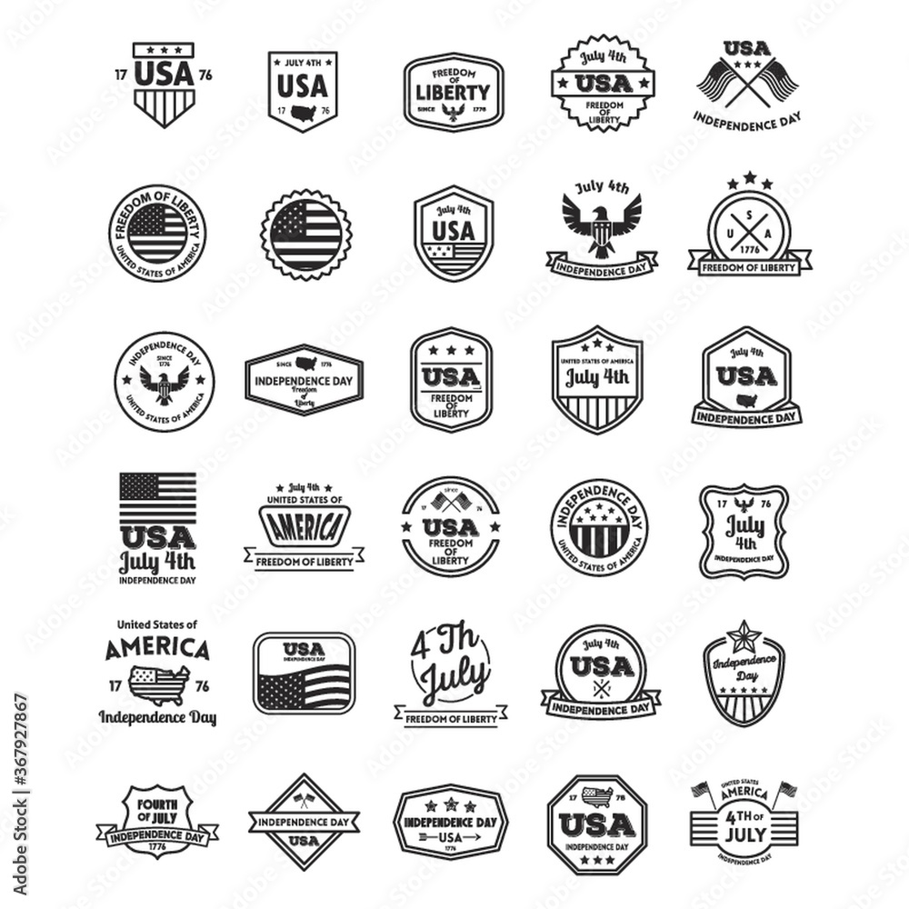 Poster usa independence day labels collection