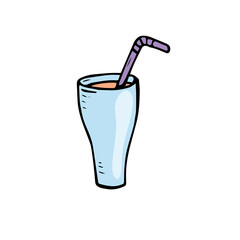 vector blue glass with soda