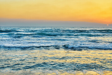 Summer sunset over the Mediterranean Sea in Israel