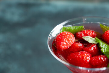 Raspberry martini cocktail. Selective focus. Shallow depth of field.