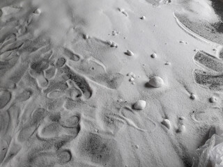 Background blur white urea pile.	
