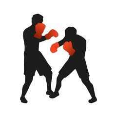 silhouette of men boxing
