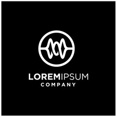 Spiral waveform sound wave or spin knot rotation like DNA symbol logo design