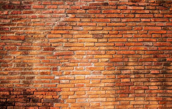 Horizontally Brick Background Orange Color, Suitable for wallpapers.