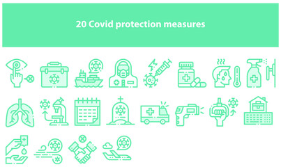 Covid protection measures icon pack