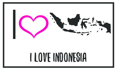 I love Indonesia isolated vector map silhouette