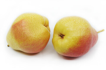 Two pears on white background. Pears fruit isolated on white background	