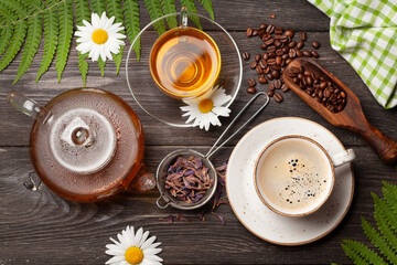 Herbal tea and espresso coffee