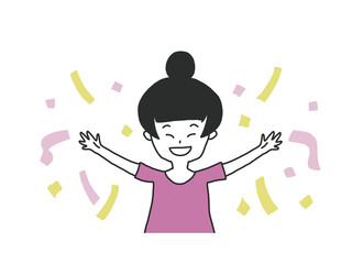 女の子　成功　大喜び