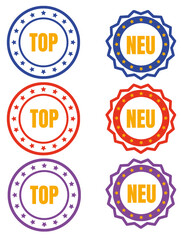 Top und Neu Abzeichen, Banner