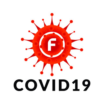 Corona virus cells logo sign symbol,  Coronavirus (Covid-19). Stop Corona virus, Letter F