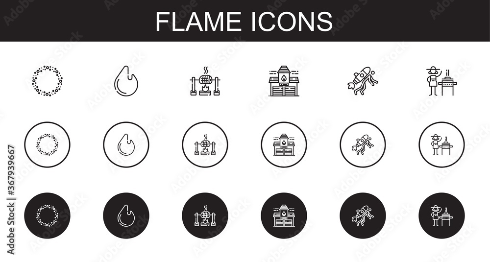 Poster flame icons set