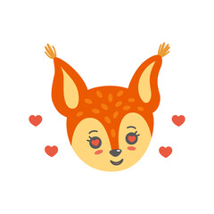 Fototapeta premium Squirrel face in love. Emotion expression like emoji. Vector illustration in flat style