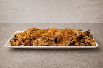 Soy sauce bulgogi on white background